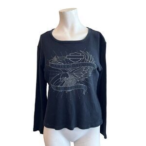 Harley Davidson Ladies L T Shirt Long Sleeve HD Top Myrtle Beach SC Motorcycles